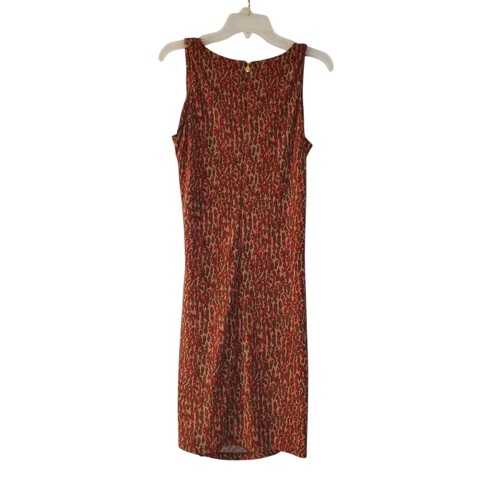 Michael Kors‎ Womens Faux Wrap Sheath Dress Sleeveless Crew Neck Animal Print